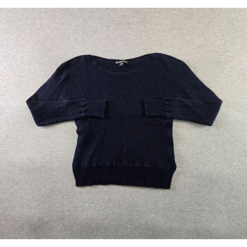 James Perse Los Angeles Sweater Womens 1 Small Black Waffle L/S‎ 100% Cashmere